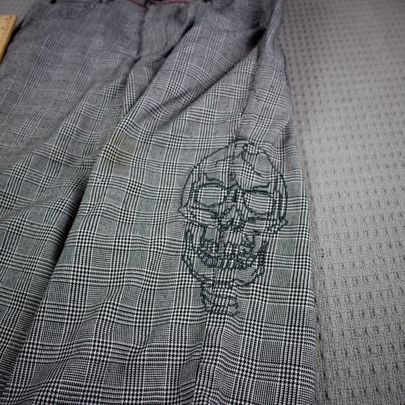 R2 Randy Y2K Checkered Skull Cropped Pants 30W - Picture 4 of 8